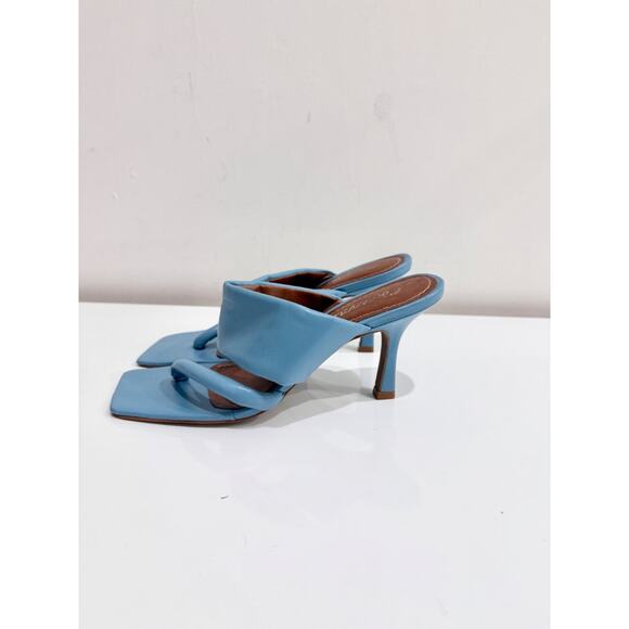 L'INTERVALLE Leather Thong Square Toe Stiletto Heels Jet Blue Women's Size US 9 - Picture 4 of 5